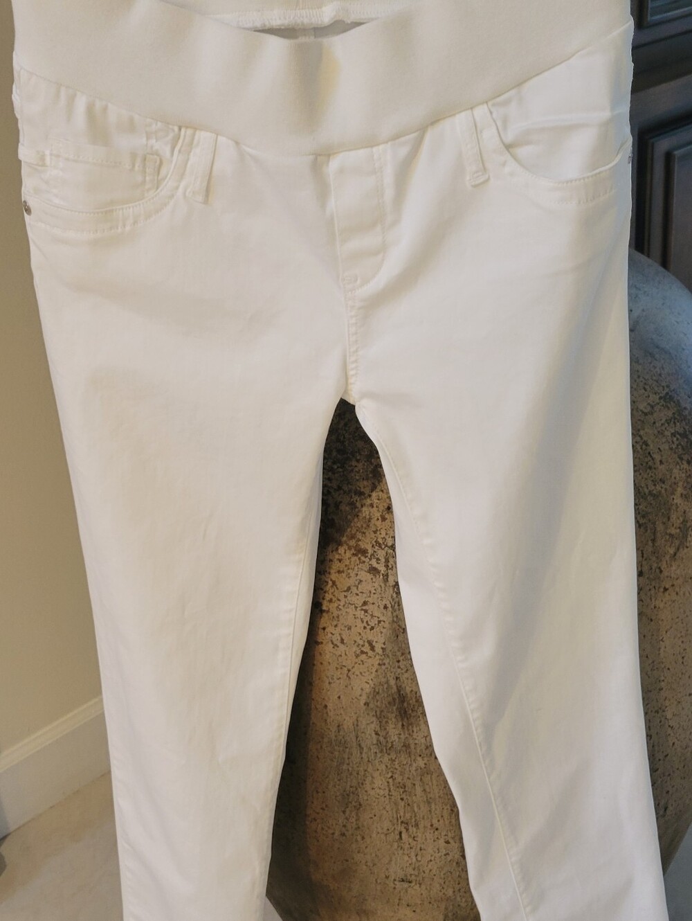 PIETRO BRUNELLI WHITE STRETCH 4 PKT 41" RUMP JEANS MATERNITY MED 33 1/2" INSEAM